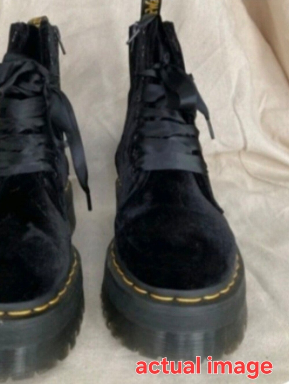 JADON VELVET Dr. Martens Black Platform Combat Boots  DR. MARTENS
